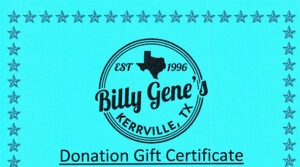 Billy Gene's Gift Certificate Donation